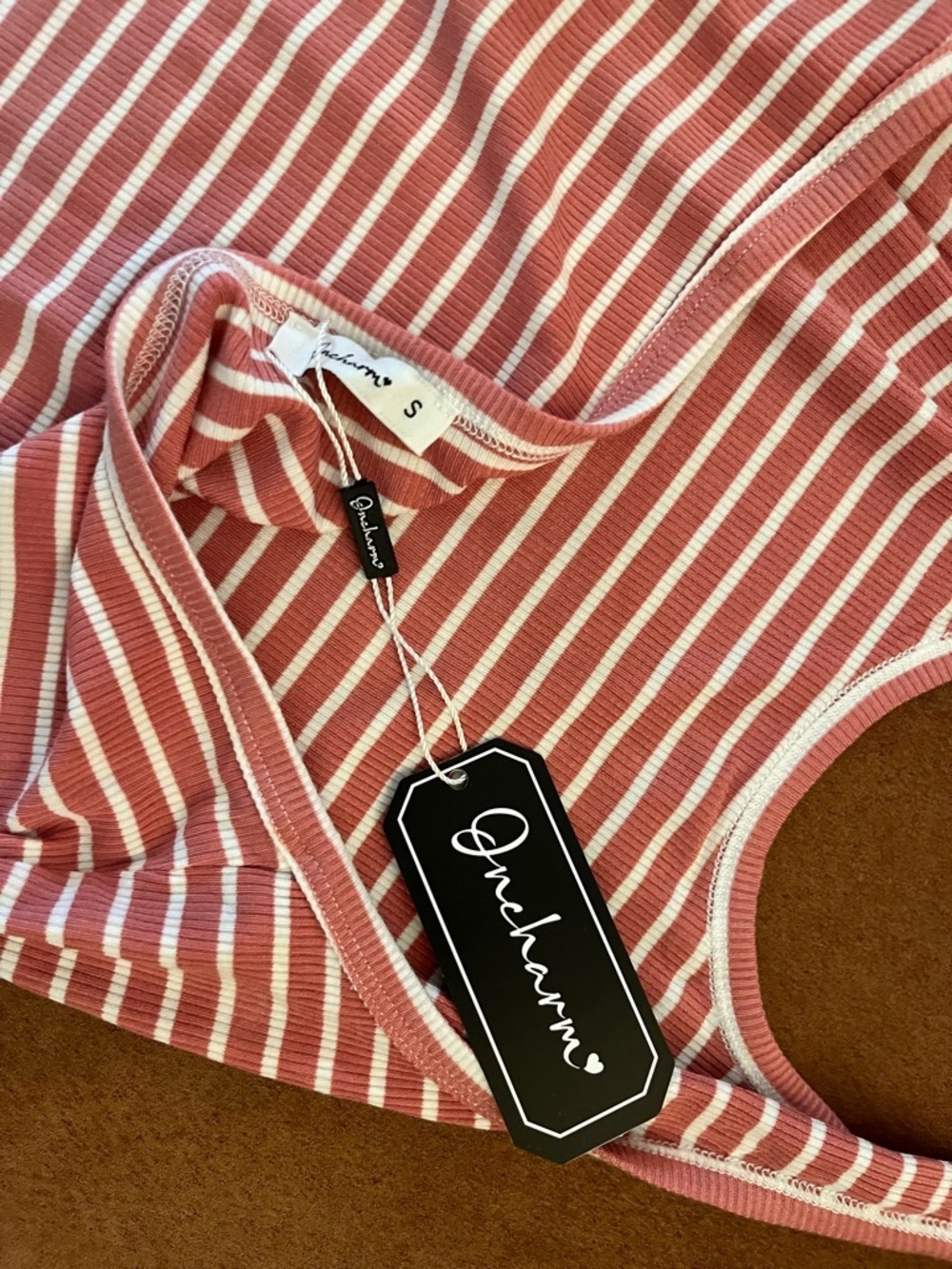 Boutique Womenspink and white striped ribbed halterneck top and lounge pants set - Picture 6 of 11